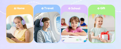 Acer Kids Bluetooth 6.0 Headphones Over Ear Headsets with Mic 75H Playtime 85dBA Safe Volume USB C Fast Charging for iPad Tablet