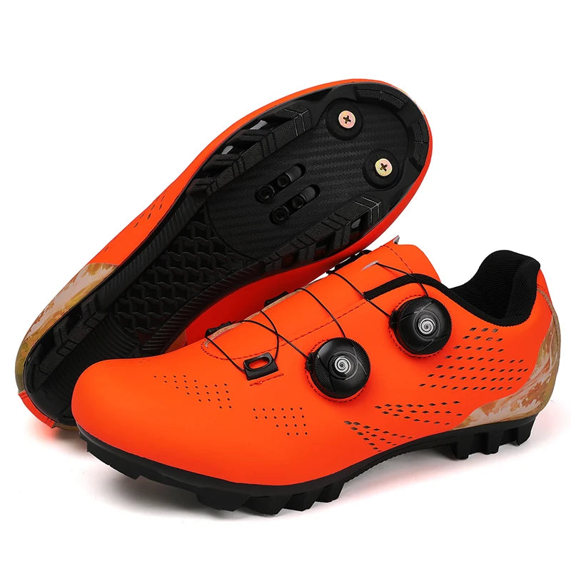 Professional Men's Road Cycling Sneakers, Bike Shoes with SPD MTB Sole, Flat Racing Speed Trail Mountain Bicycle Footwear, Pedal Sports