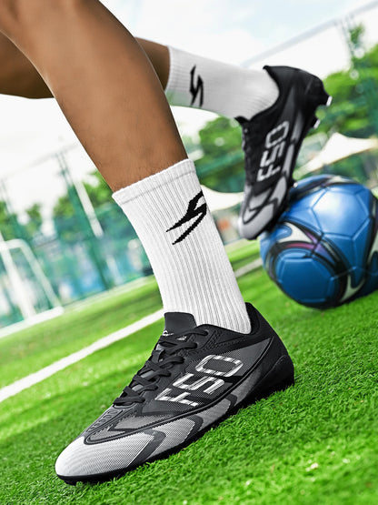 Unisex AG FG Soccer Shoes PU Woven Fabric Upper TPU Shockproof Sole Wear Resistant Anti-slip Teenager Competition Sneakers
