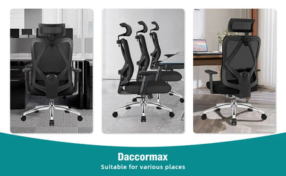 Daccormax Ergonomic Office Chair, Mesh Desk Chair Adjustable Lumbar Support, Swivel Tilt Wheels for Home Office Gaming
