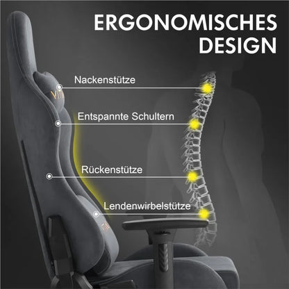 Kitinjoy Natural Suede Gaming Chair High Back Ergonomic Computer Chair With Footrest Reclining Adult Comfortable Office Chair