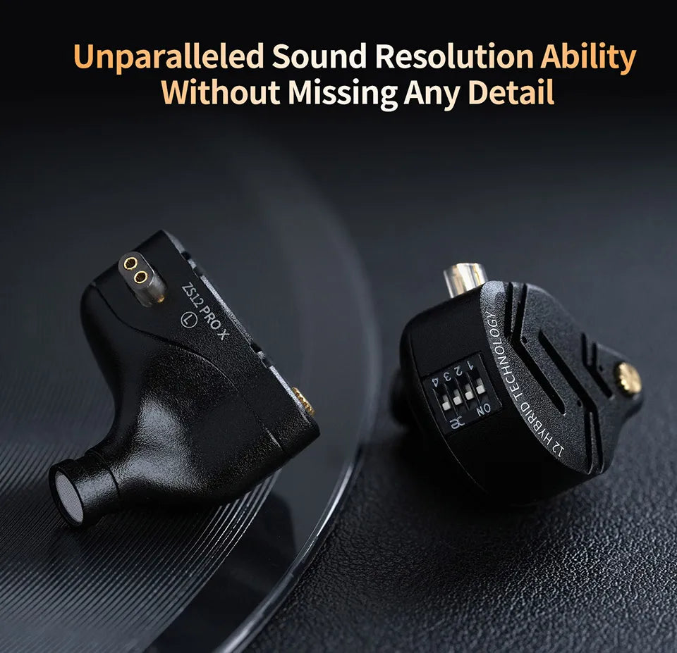 KZ ZS12 PRO X hybridní dynamická technologie a technologie Balanced Armature, IEM sluchátka do uší, vylepšený HiFi basový in-ear headset s ladicím kabelem