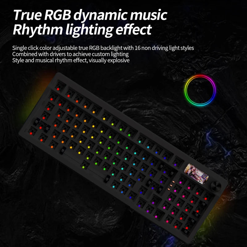 YINDIAOY95 Mechanical Keyboard KIT With Display Screen RGB Backlit Gasket Structure Gaming Hot Swap Keyboard for Customized