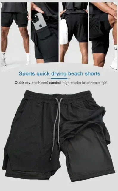 Dragon Ball Peripheral Printing Double-layer Shorts GOKU American Sports Comfortable Fashion Summer Men's Loose Breathable Pants
