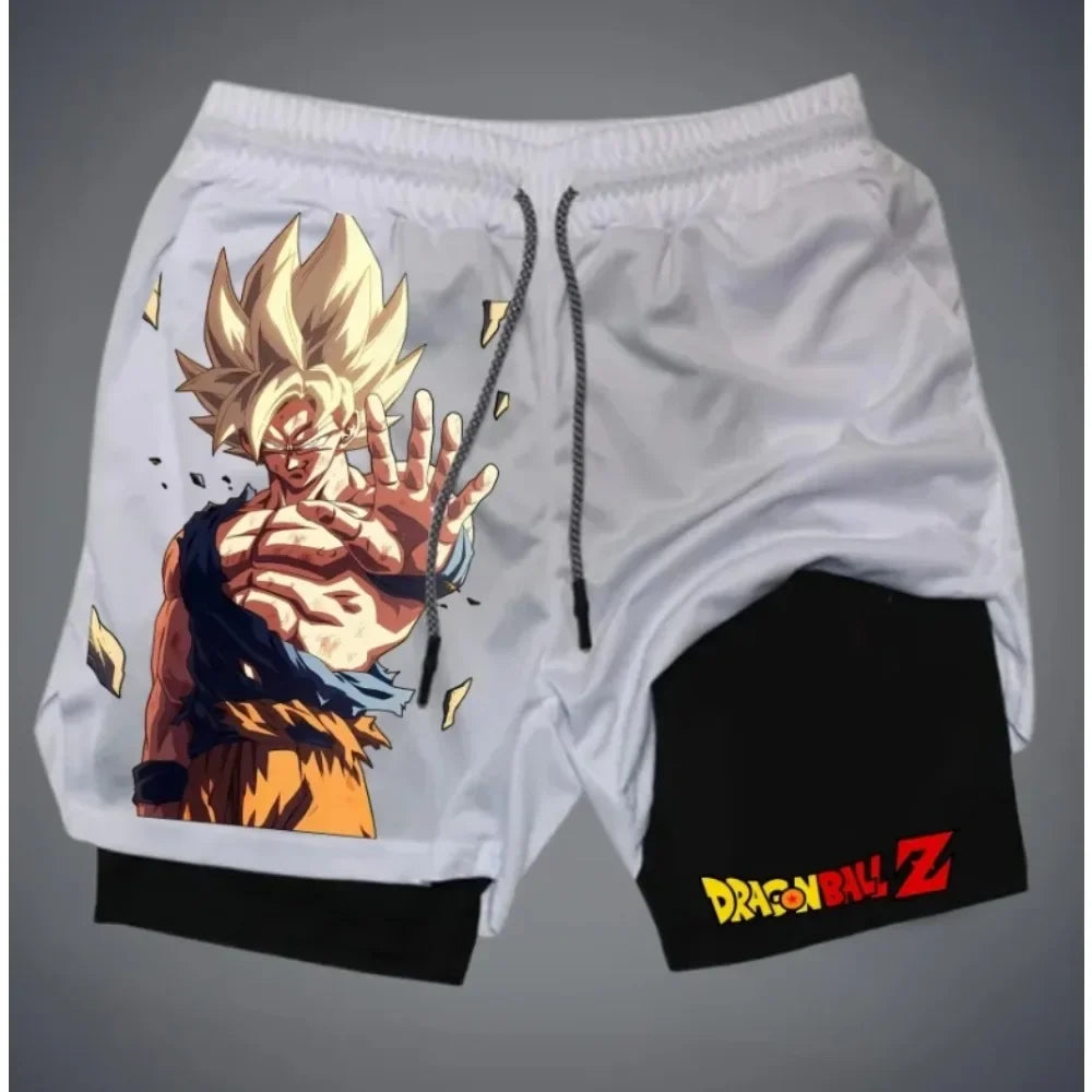 Dragon Ball Anime Summer  2-in-1 Shorts Saiyan 4 Retro Y2K Beach Quick Drying Breathable Slow Running Fashion Shorts