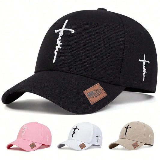 Unisex Letter Cross Embroidery Baseball Caps Outdoor Adjustable Spring and Autumn Casual Sunscreen Hat