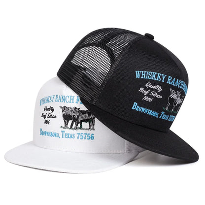 Unisexové kšiltovky WHISKEY RANCH FEEDERS s výšivkou, hip-hopové síťované čepice, jarní a letní outdoorové nastavitelné ležérní baseballové čepice, čepice s ochranou proti slunci