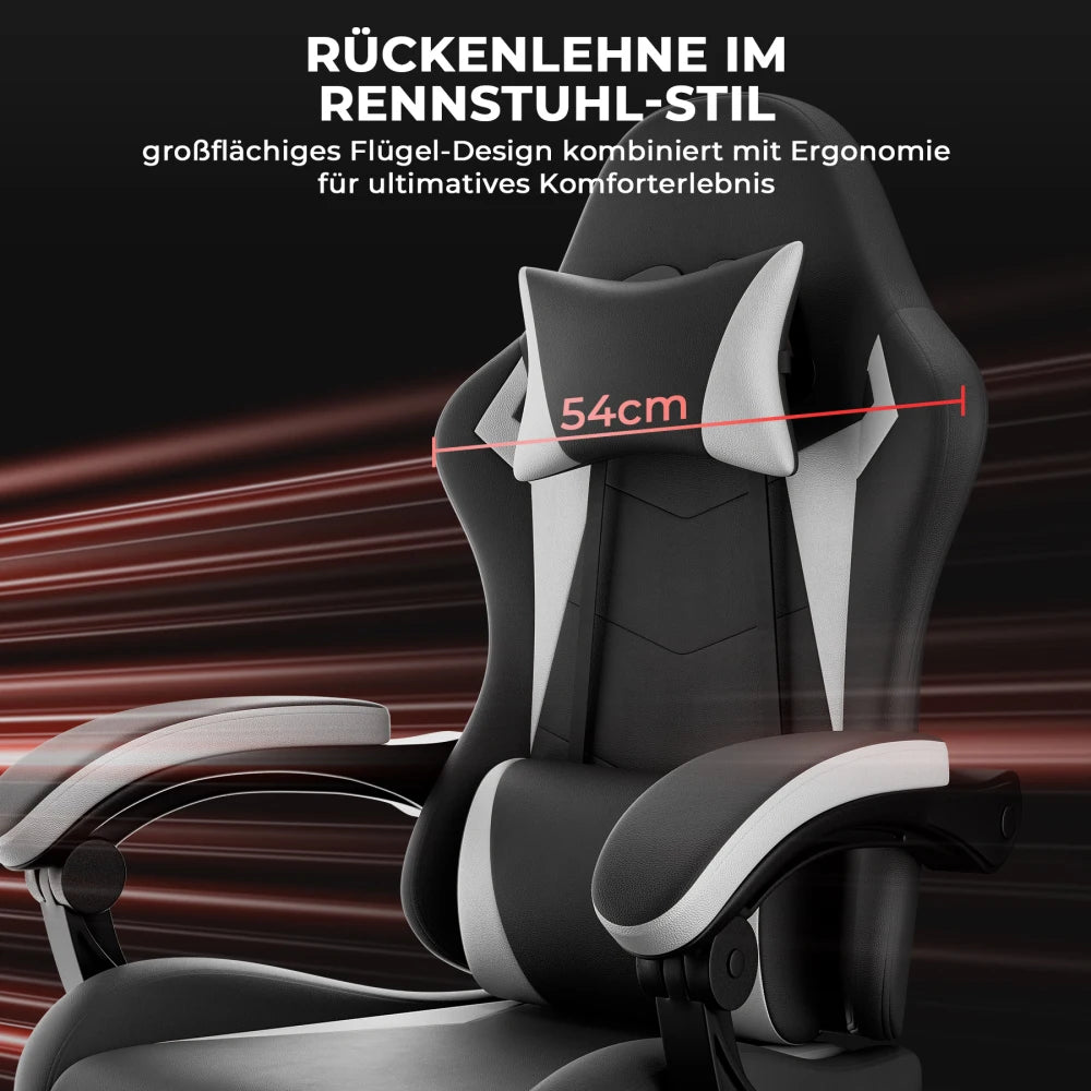 Gaming Chair Ergonomic Gaming Chair with Waist Cushion and Headrest, Office Chair Height Adjustable, Chair for Adult Girls Boy