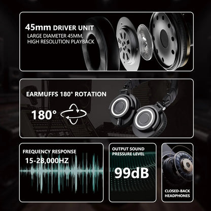Sanpusen ATH M50X Over-Ear Wired Headphones Professional Monitor Studio Recording Mixing Monitoring HiFi Sound