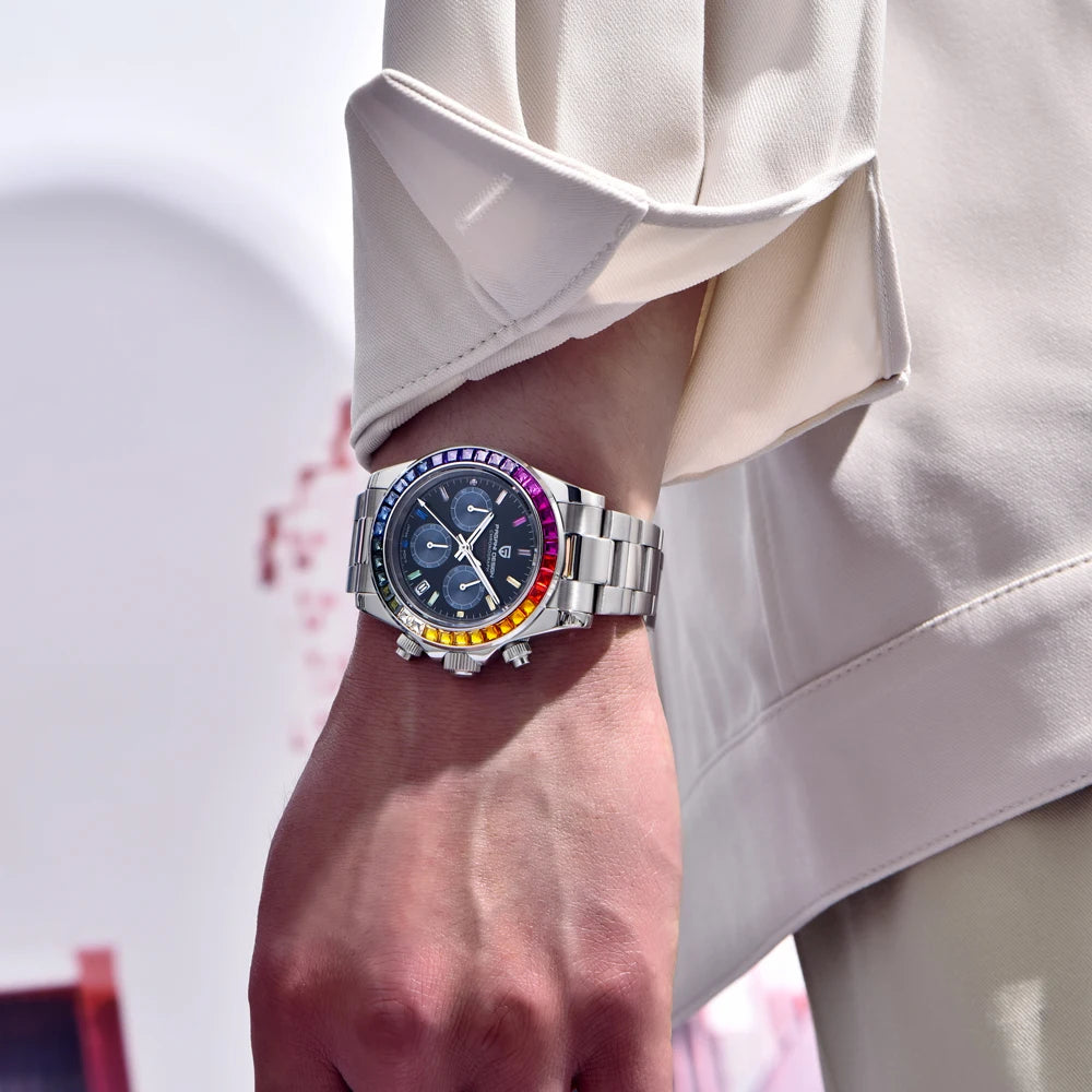 Vyriškas laikrodis „PAGANI DESIGN“ – modelis su spalvotais ciferblatais, prabangus kvarcinis rankinis laikrodis, chronografas su mechanizmu