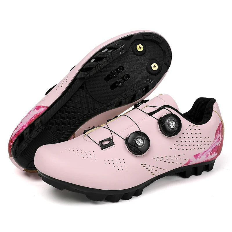 Professional Men's Road Cycling Sneakers, Bike Shoes with SPD MTB Sole, Flat Racing Speed Trail Mountain Bicycle Footwear, Pedal Sports