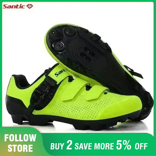Santic Mountain Bike Lock Shoes for Men SPD Locking Shoes MTB Bike Accessories Breathable Self-Locking Unisex Cycling Sneakers