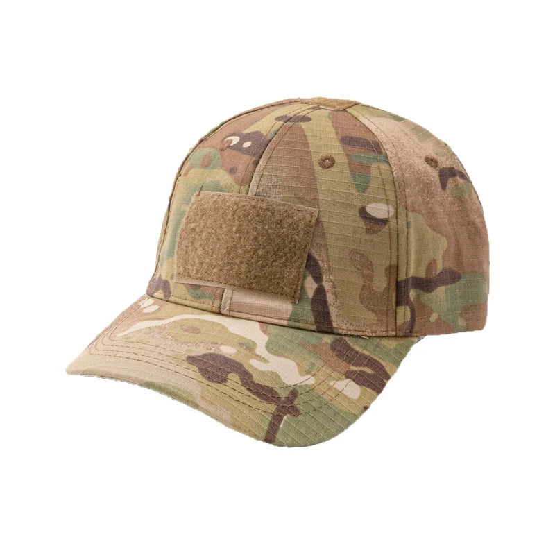 Spring Camo Baseball Cap - Tactical Military Snapback with Hook & Loop Patch Unisex Breathable Sun Hat Outdoor UV Protection
