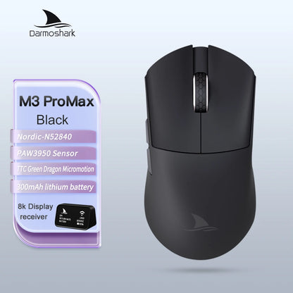 Darmoshark M3Pro Gaming Mouse 2.4G BT Wireless Tri-Mode PAW3395 Sensor N52840 26000DPI Big Hand Macro Driver Mouse For Gaming