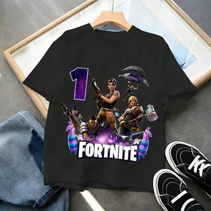Detské narodeninové tričko Fortnite s číslom pre dievčatá a chlapcov, letné detské bavlnené tričko s krátkym rukávom na párty, darček pre batoľa