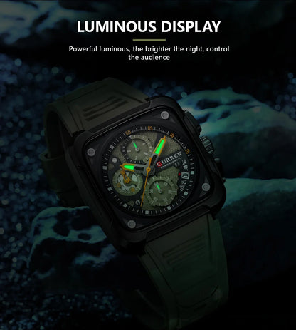 Top Brand CURREN Men's Watches Luxury Square Quartz Wrist Watch Original Waterproof Luminous Chronograph Watch for Men Relogio