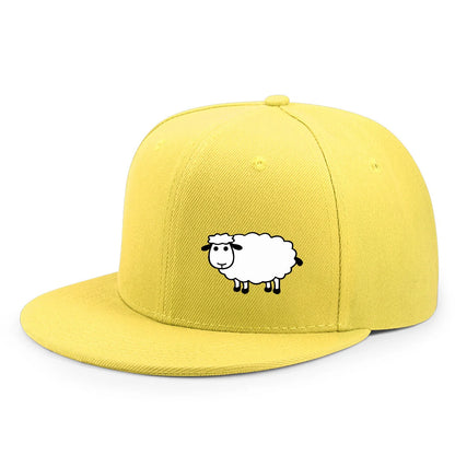 Unisex Adjustable Baseball Cap - Street Style Flat Brimmed Sheep Pattern Hat Casual Versatile And Personalized Hat