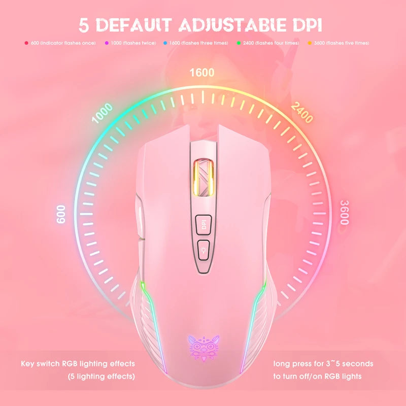 Lenovo CW905 Wireless Gaming Mouse Levels Adjustable 5 levels 3600 DPI Buttons RGB Lighting Modes Ergonomic Mice For PC Gamer