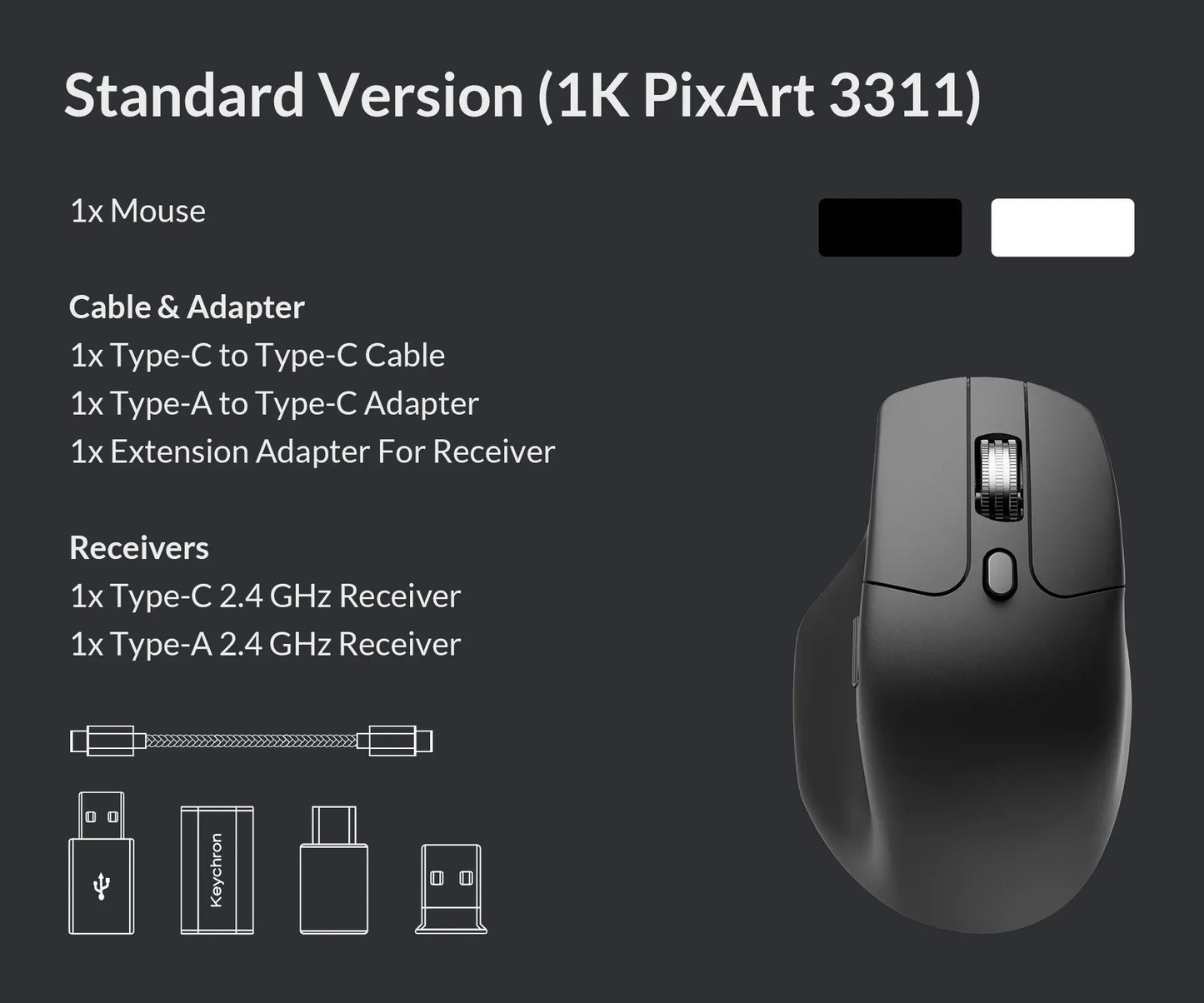 Keychron M6 Wireless Mouse All Silent Micro Switch PixArt 3950 Sensor 8K Polling Rate Dual Scrolling Modes