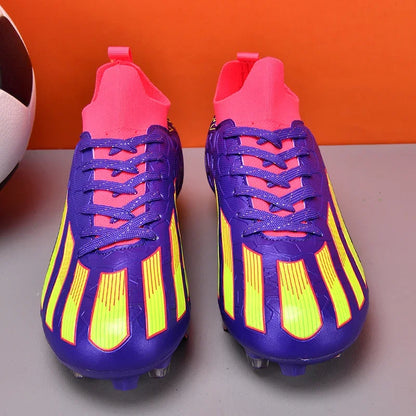 Professional Men's Ankle Football Boots Outdoor Grass Cleats Unisex Soccer Shoes Long Spikes FG Football Shoes Chuteira Society