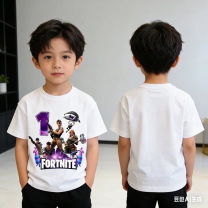 Detské narodeninové tričko Fortnite s číslom pre dievčatá a chlapcov, letné detské bavlnené tričko s krátkym rukávom na párty, darček pre batoľa