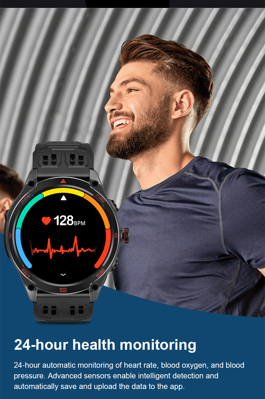 2026 New Military GPS Smart Watch 1000Mah Battery Compass IP68 Waterproof Tactics Sport Flashlight BT call Smart Watch For Men