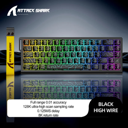 ATTACK SHARK X68 HE Rapid Trigger 8KHz Magnetic Keyboard, 0.01mm RT Accuracy, 60% Layout, RGB, Support RT/Snap Tap/DKS/MT/TGL