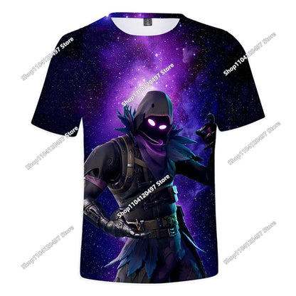 Fortnite T-Shirt für Erwachsene und Kinder, 3D-Digitaldruck, lockere Passform, große Größen, kurzärmeliges Sommer-Tee für Kinder