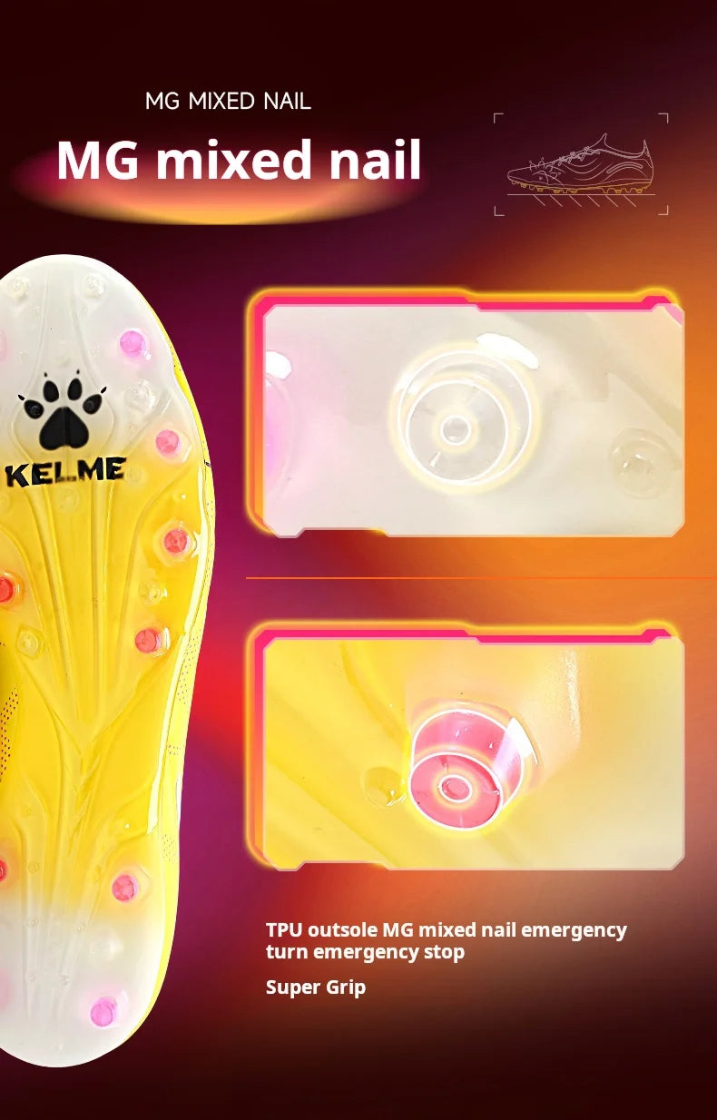 Kelme High-end Football Shoes Short Nail Anti Slip Football Boots Artificial Grass Cushioning Training Mg Football Shoes