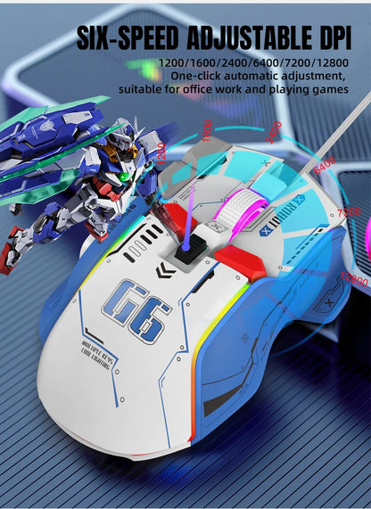 High-end Programmable Gaming Mouse Wired 12800dpi 12 keys RGB Game Mice for Windows IOS  Home Office Laptop PC