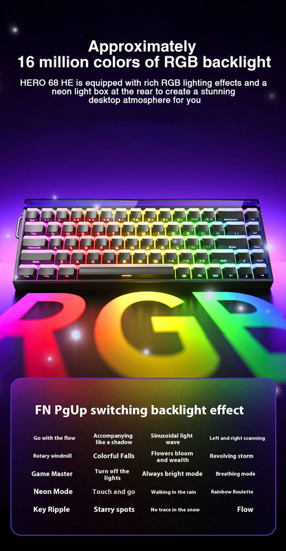 AULA HERO68 HE Magnetic Switch Keyboard Rapid Trigger 8K Polling Rate Esports Gaming Keyboard RGB Wired Mechanical Keyboard