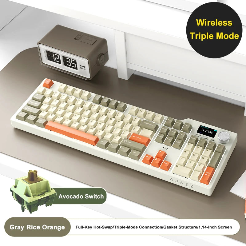 New AJAZZ AK35I V3 MAX Tri-mode Wired Bluetooth Wireless Gaming Keyboard Gasket Full Key Hot Swap 104 Keys Customized Keyboard