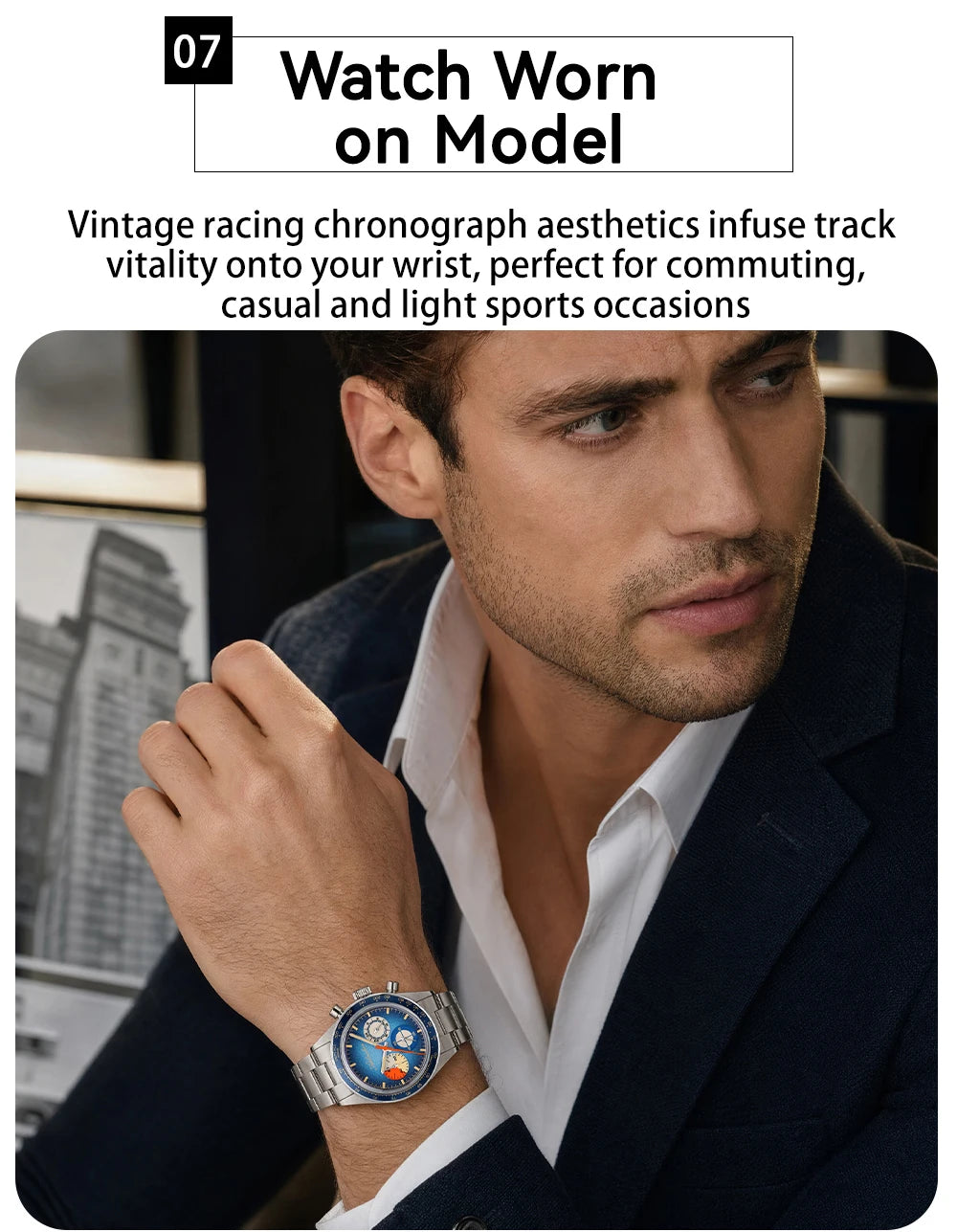 ADDIESDIVE Top Brand AD2551 Chronograph Watch C3 Super Luminous 316L Stainless Steel 10Bar Waterproof 0S20 Movement Men's Watch