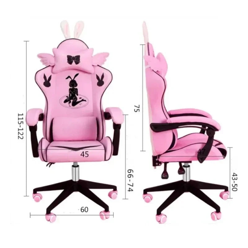 Pink Gaming Chair High-quality Girls Cartoon Home Live Gamer Chair Comfortable Swivel Adjustable Office Computer Furniture