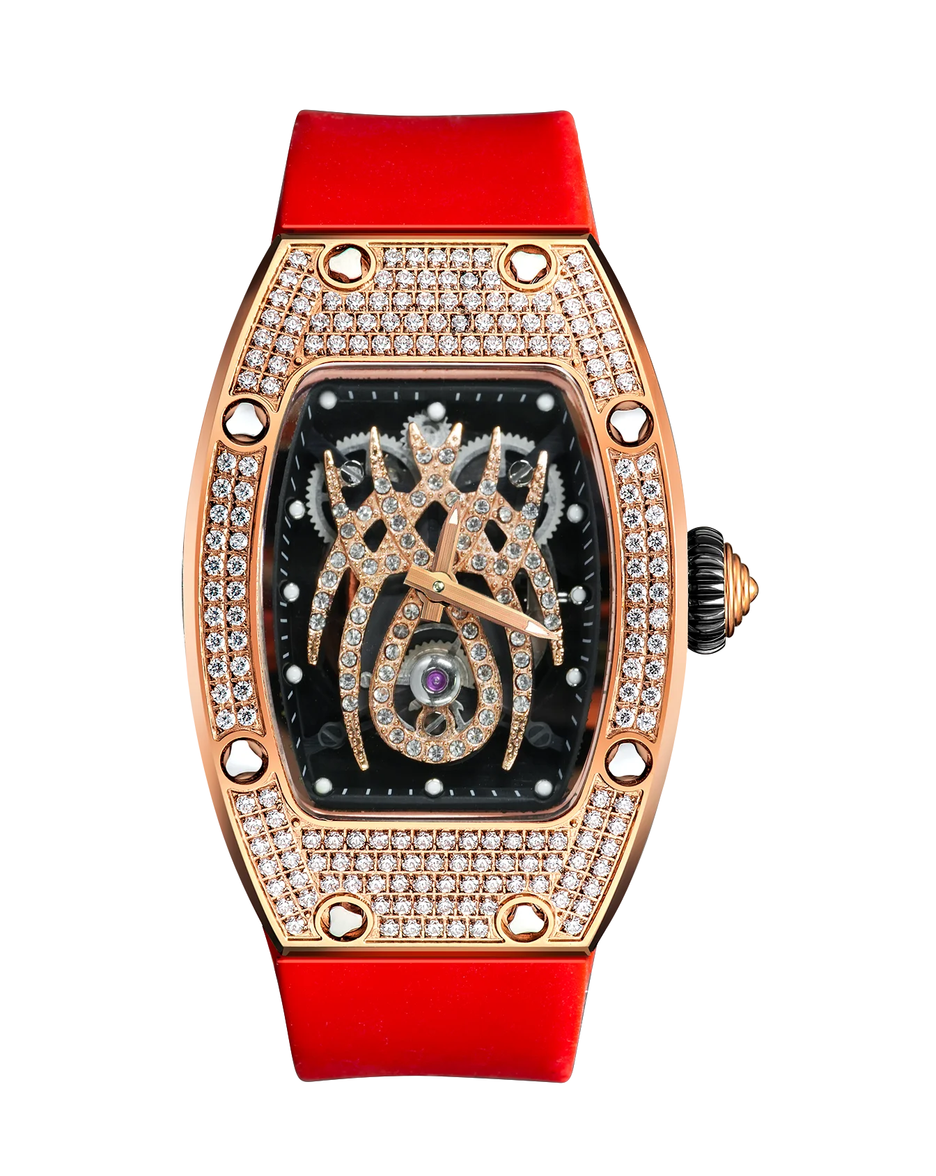 HANBORO Spider Collection Spider Ruby and Diamond Crafted Luminous Full Diamonds Luxury Women's Watch