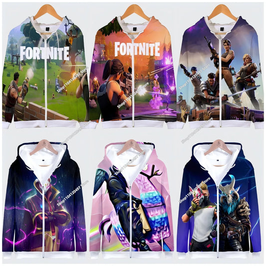 2024 New Game Zipper Hoodie, Children's Sweatshirt Fortnite Pullover Sweatshirts, Fashion Boys and Girls Clothing