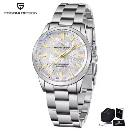 PAGANI DESIGN 40MM Meteorit-Zifferblatt Herren-Quarzuhr Luxus Business Saphir 316L Edelstahl 100M wasserdichte Uhr für Herren
