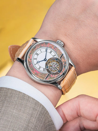 Merkur 100% Tourbillon Watch Men's Sapphire Watch For Men Mechanical Wristwatches Relogio Masculino Purple Business Watch 42mm