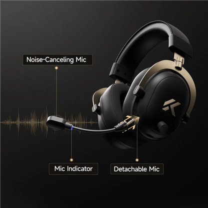 Auscultadores Gaming Sem Fios MCHOSE V9 Turbo 7.1 Surround Sound RGB para Esports com Drivers de 60mm, Microfone com Cancelamento de Ruído e Base de Carregamento