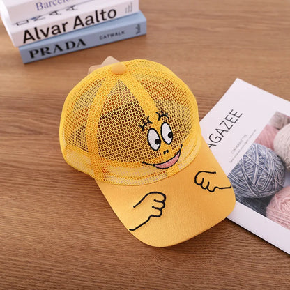 Nuovo cappellino estivo carino per ragazzi, ragazze e bambini con faccina sorridente, in rete, stile Kawaii, cappellino da baseball popolare in stile hip hop, cappellino da sole, DropShipping