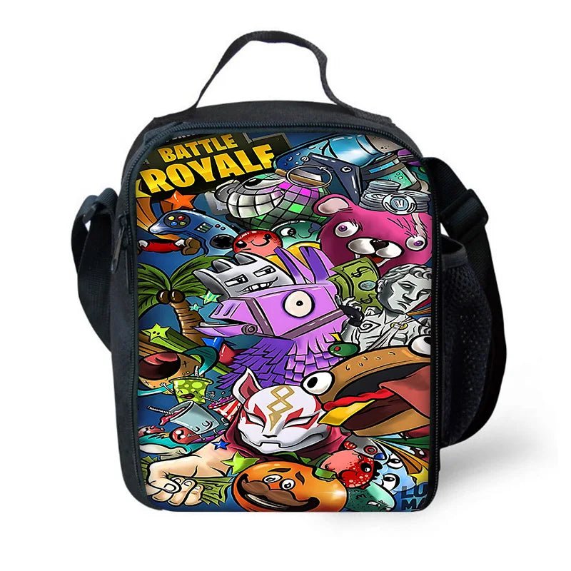Hot Game Child School Backpack with Lunch Bags ,Design-F-FortniteS Pencil Bags ,School Bags for Boys Girls Best Gift