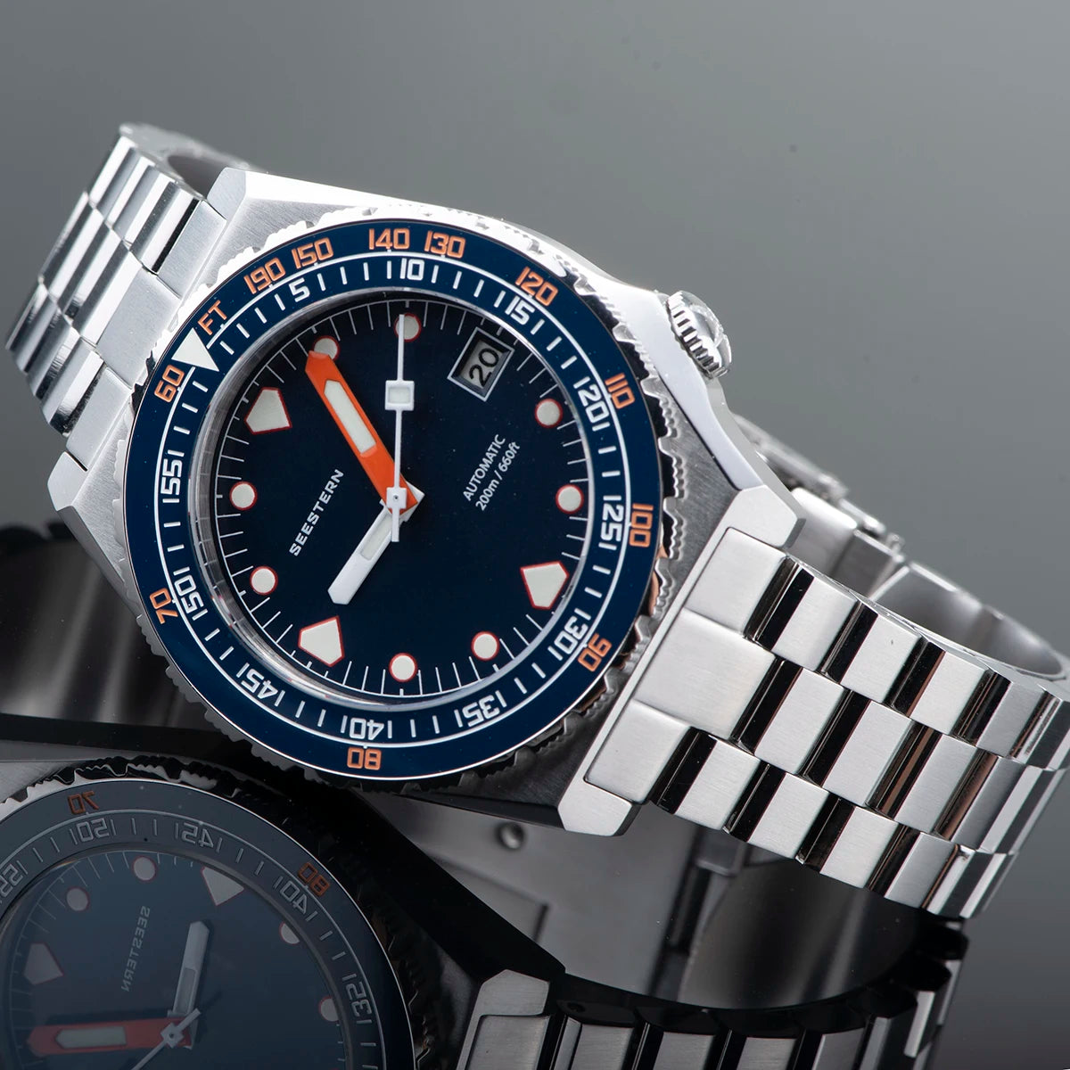 SEESTERN SUB600T V3 Men's Watch Automatic Diving Sapphire Wristwatch NH35 Movement Ceramic Bezel Luminous Date Jubilee Waterproof