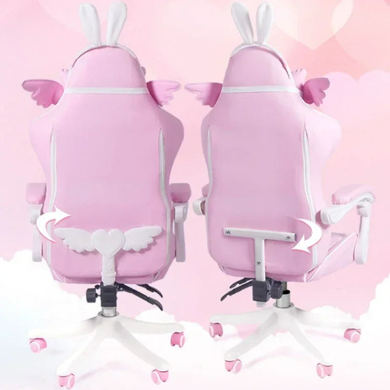 Pink Gaming Chair High-quality Girls Cartoon Home Live Gamer Chair Comfortable Swivel Adjustable Office Computer Furniture