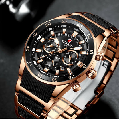 REWARD Relogios Masculino 81011M Sports Silicone Quartz Men's Watch Waterproof Calendar Chronograph Luminous Watches Men Часы