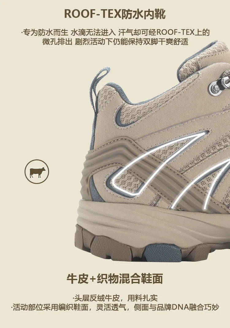 ROCKROOSTER Hiking shoes Men waterproof hunting Boots Tactical Desert Combat Boots trekking Ankle mountian cow Leather Sneakers
