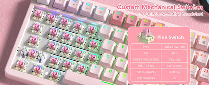 Womier VK75 Wired Mechanical Keyboard Retro Pink Custom Hot-swappable Keyboard for PC Computer Laptop