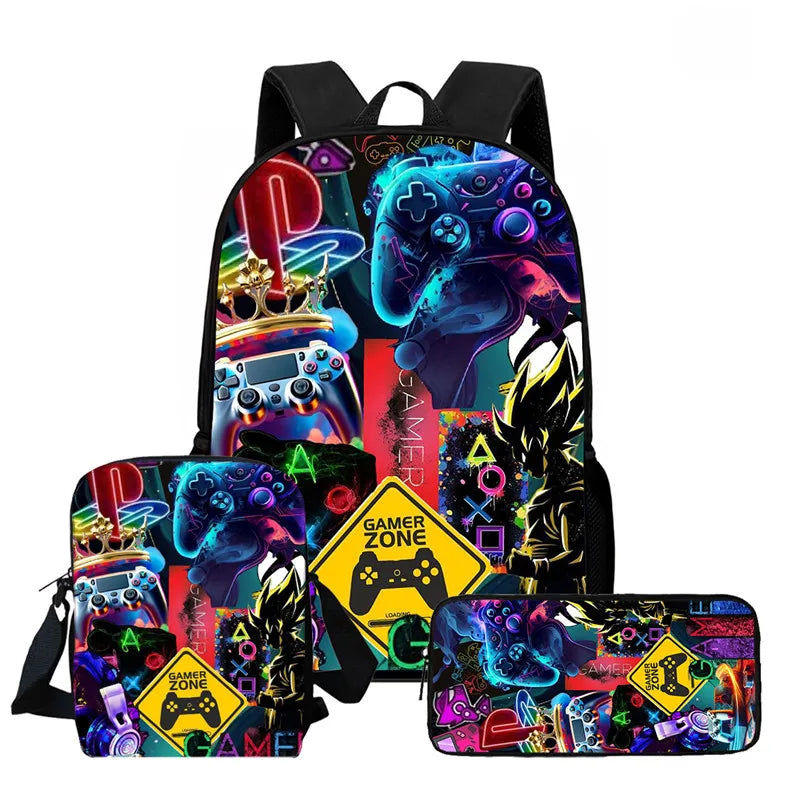 Fortnite 3-piece cartoon set, unisex, includes: Backpack, Crossbody bag, And pencil case  Lightweight and large capacity