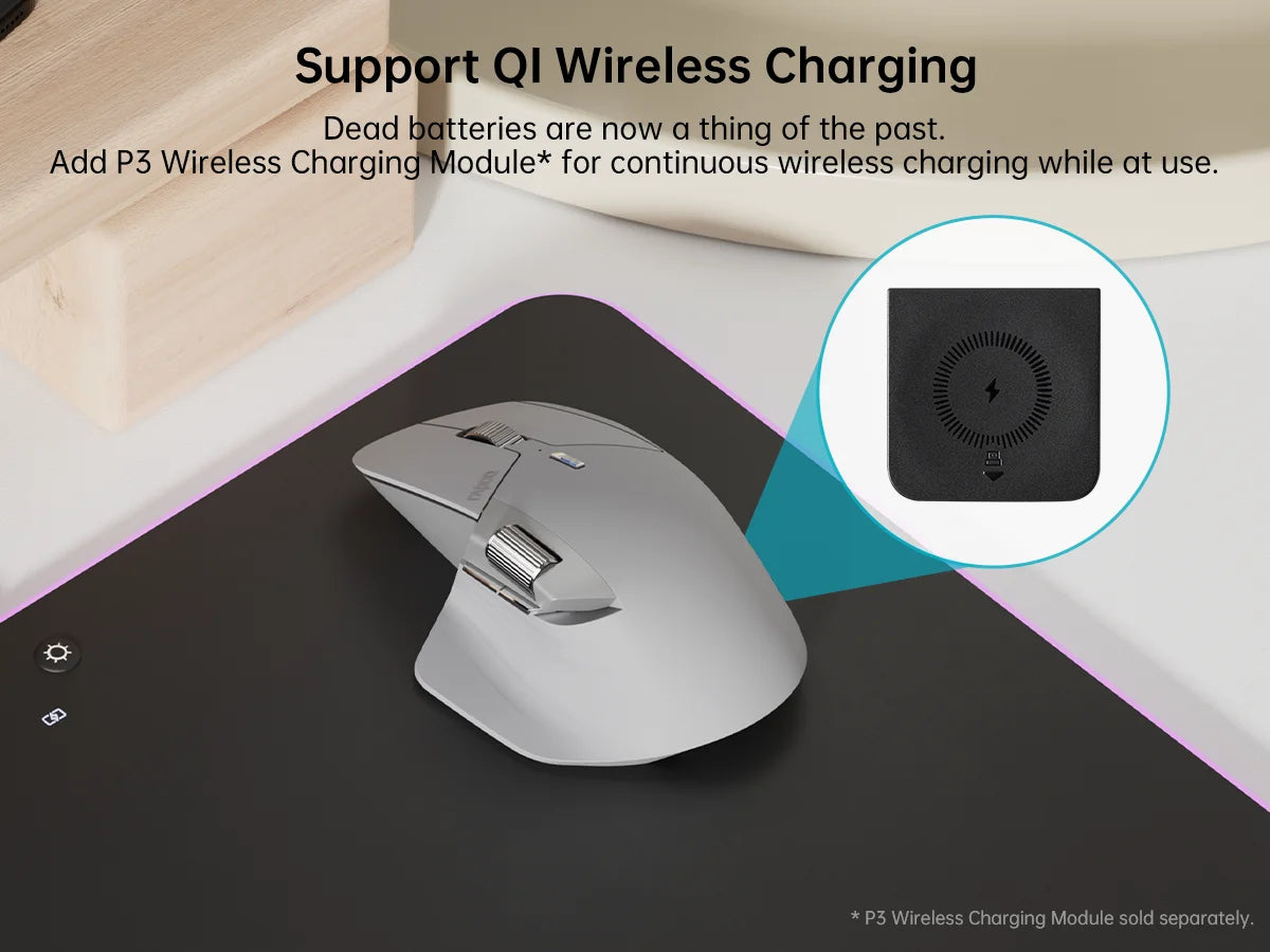 Rapoo MT760/MT760Mini Multi-mode Rechargeable Wireless Mouse Ergonomic 4000 DPI Bluetooth Mouse Easy-Switch Up to 4 Devices