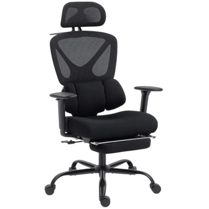 Ergonomic Office Chair with Wheels, Mesh, Lumbar Support, Armrests & Adjustable Headrest