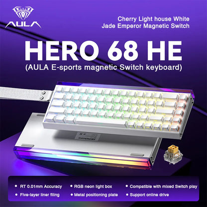 AULA HERO68 HE Magnetic Switch Keyboard Rapid Trigger 8K Polling Rate Esports Gaming Keyboard RGB Wired Mechanical Keyboard
